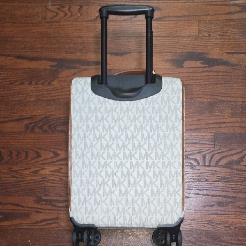 Michael Kors Leather-Trimmed Cream and Brown Monogram Carry-On Suitcase - Picture 3 of 6